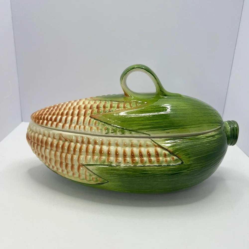 Vintage Corn Ceramic Tureen 14